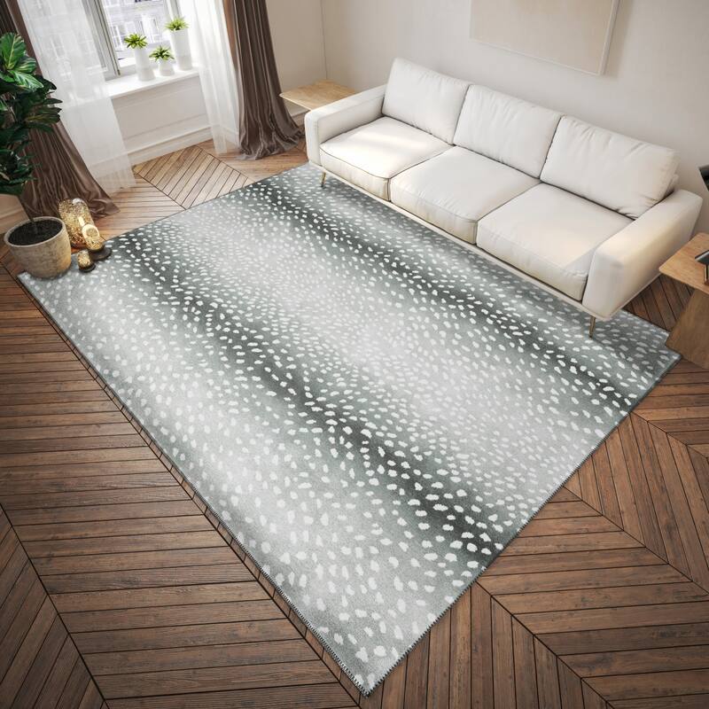 Indoor/ Outdoor Addison Safari Gazelle Animal Print Washable Area Rug - 8' x 10' - Grey