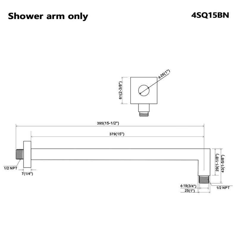 Topcraft Stainless Steel Wall Mounted Shower Arm