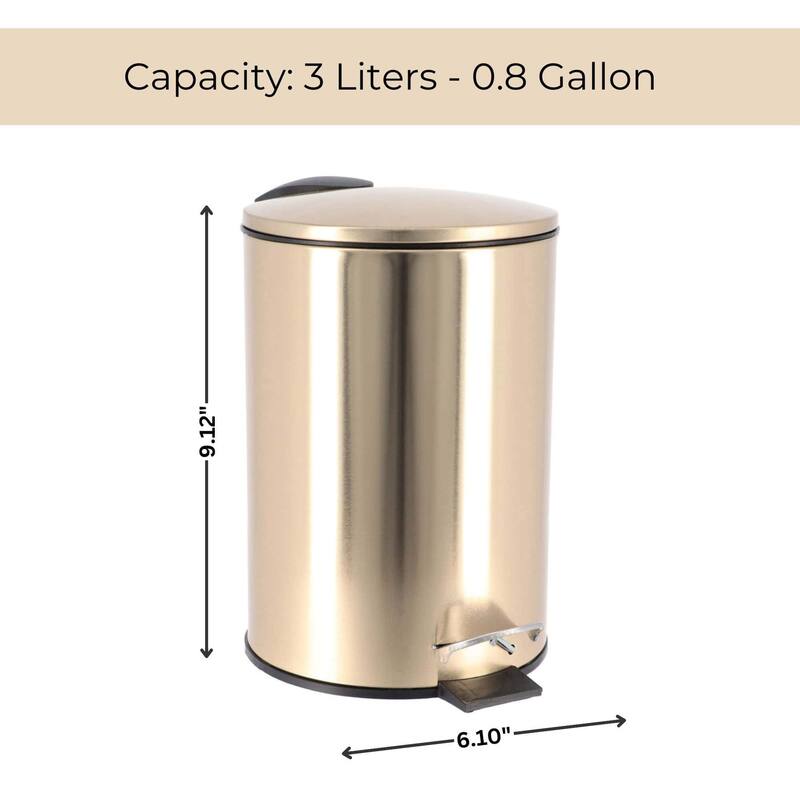 Brushed Gold Trash Can Soft Close Lid 3 Liters (0.8 Gallon) - 0.8 Gal.
