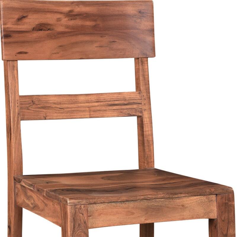 Set of 2 Brown Wooden Armless Dining Side Chairs with Ladder Back for Living Room or Bedrooms - 36”H x 18”W x 18”D