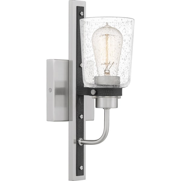 Axel 1-Light Brushed Nickel Wall Sconce with Clear Seeded Glass ...