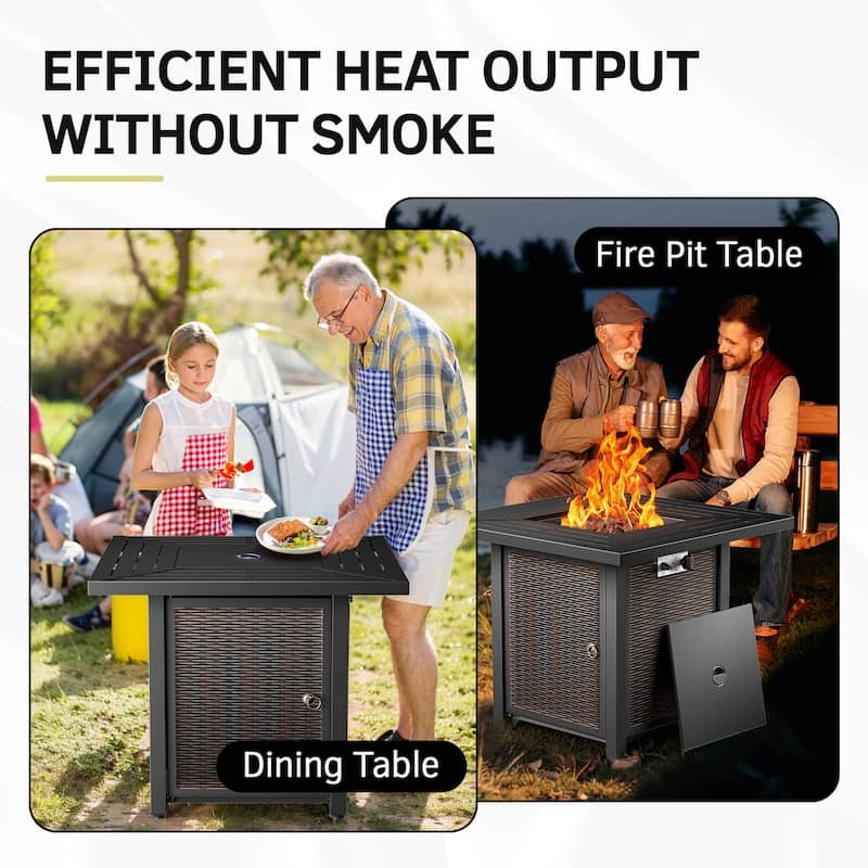 Pocassy Outdoor Sofa Swivel Chair and Ottman with Fire Pit Table