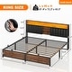 preview thumbnail 66 of 67, Upholstered Bed Frame with Storage Shelving, Platform Beds with Charge Station and LED Lights