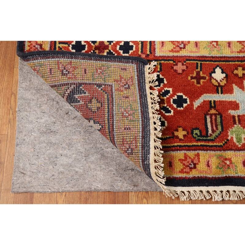 Blues & Orange Heriz Serapi Indian Area Rug Hand-Knotted Wool Carpet - 8'11"x 11'10"