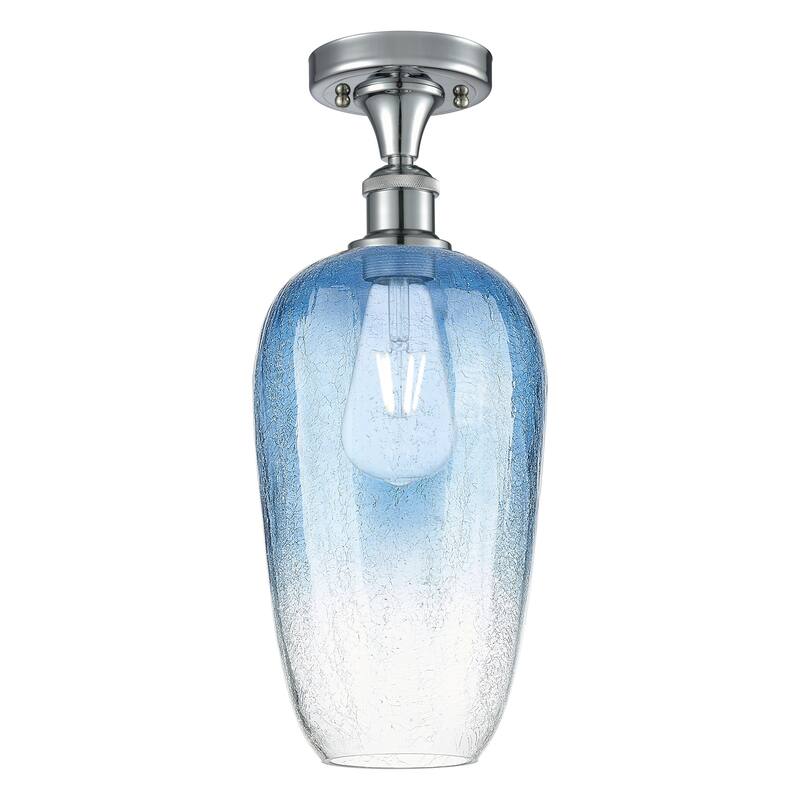 Innovations Lighting 516-1C-16-7 Brookhaven Flute Semi-Flush - Polished Chrome / Sapphire Blue