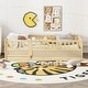 preview thumbnail 14 of 35, Twin Size Pine Wood Floor Bed with Full-Length Guardrail and Door Twin - Natural Wood
