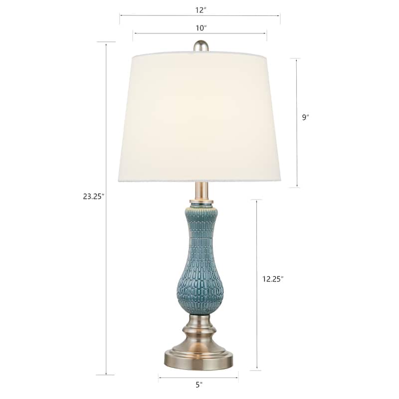 23" Light Blue Glass Table Lamp Set (Set of 2)