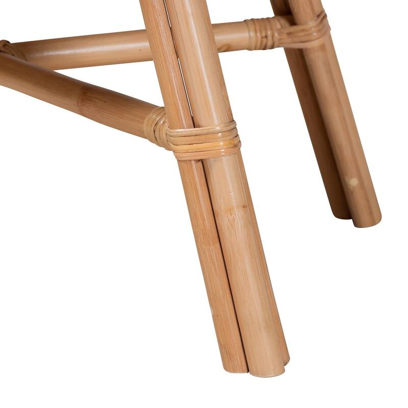 Modern Bohemian Natural Brown Rattan Nightstand with Drawer and Shelf, Handcrafted Rustic Tropical Style