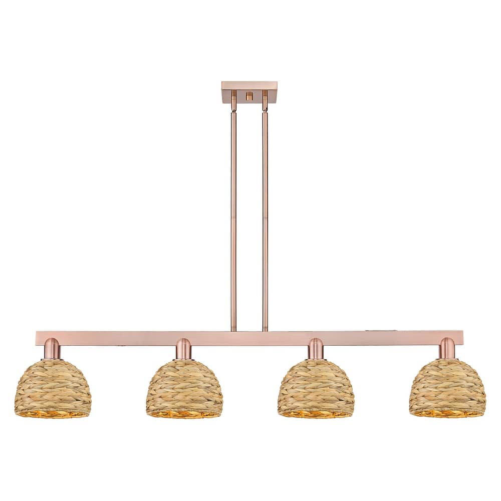 Innovations Lighting Endless Possibilities Arcadia - Woven Rattan - 4 Light 51" Stem Hung Island Light