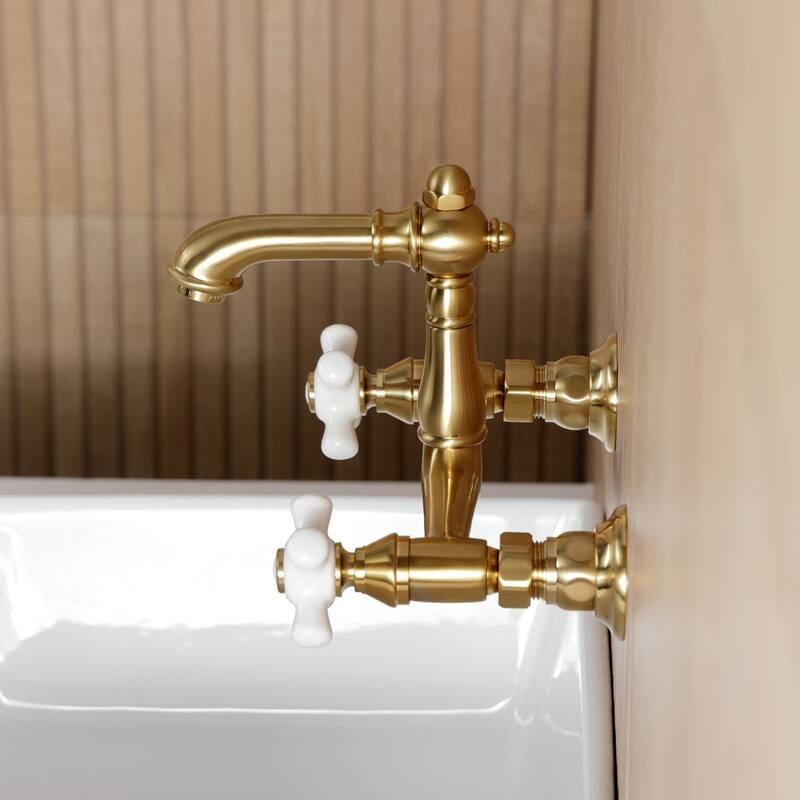 Kingston Brass English Country Two-Handle 2-Hole Wall Mount Bathroom Faucet