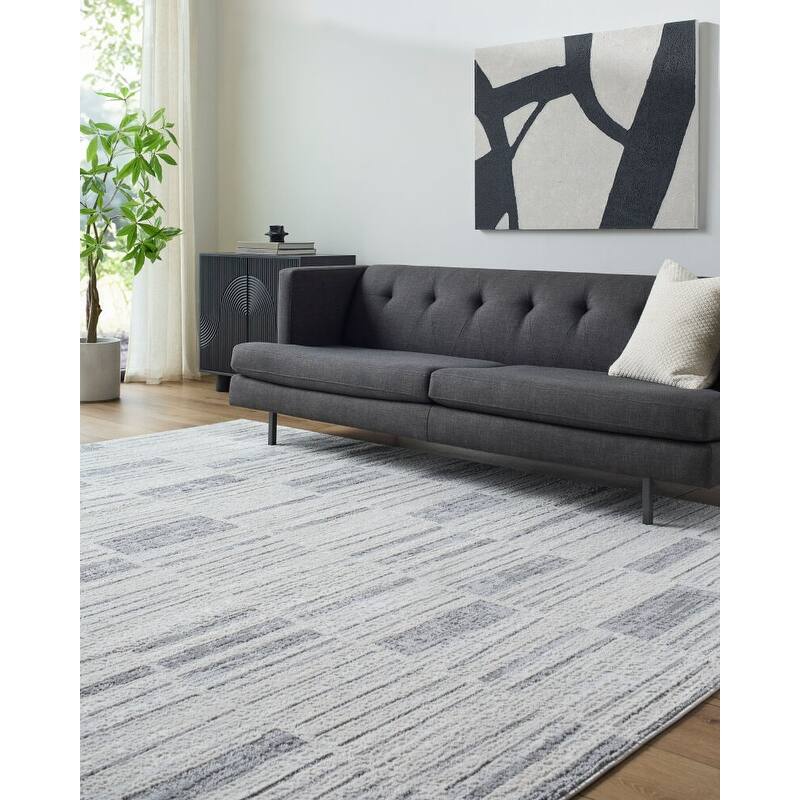 Livabliss Siyah Modern Area Rug - 5'3" x 7' - Grey/Black