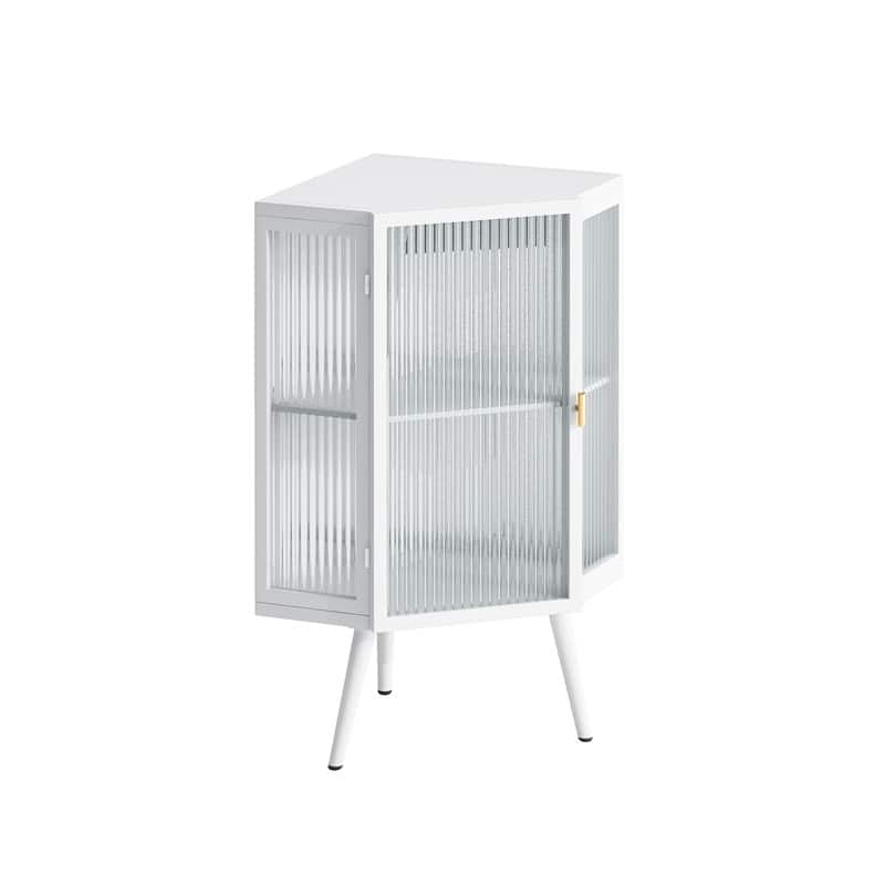 Grondin Modern Style 22.25" Bathroom Corner Storage Cabinet with Tempered Glass Doors and Interior Adjustable Shelf