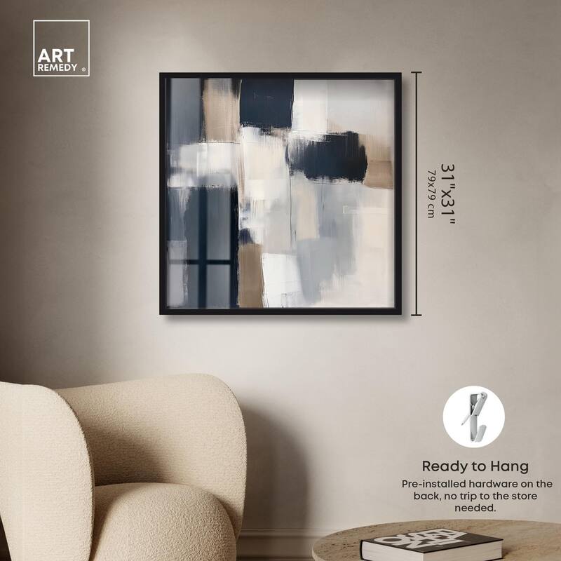 Blue and Tan Abstraction II Shadowbox by Art Remedy