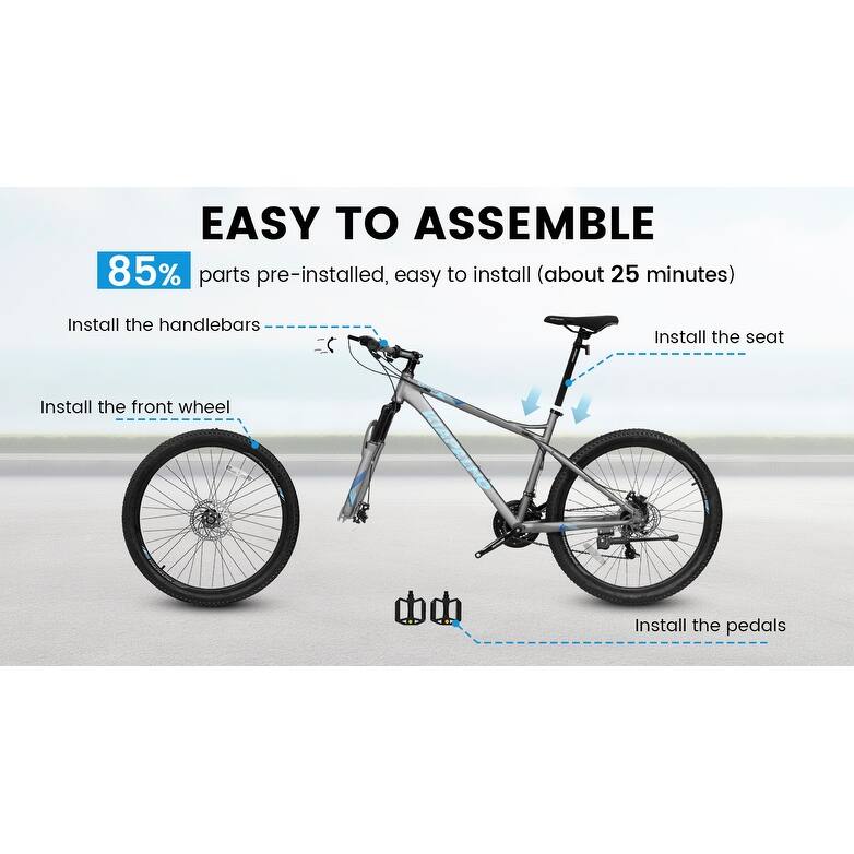 26-Inch Bike for Adults and Teenagers, High Carbon Steel Frame, Front and Rear Mechanical Disc Brakes, 21-Speed Gear System