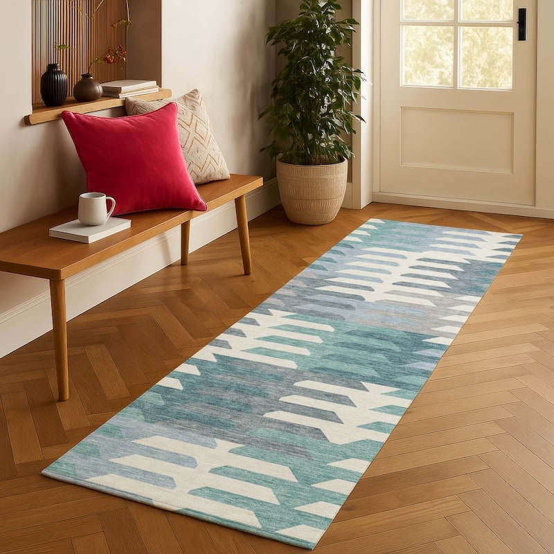 Machine Washable Indoor/ Outdoor Modern Stacks Chantille Rug