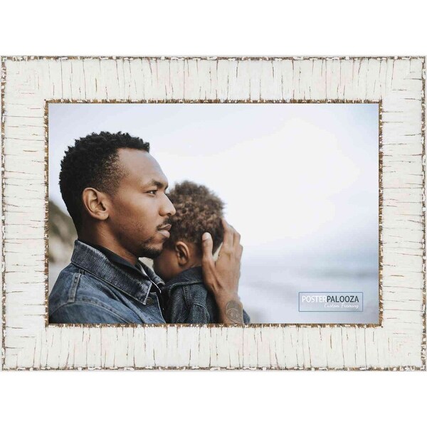 22x28 White Rustic Birch Wood Picture Frame with UV Acrylic, Foam