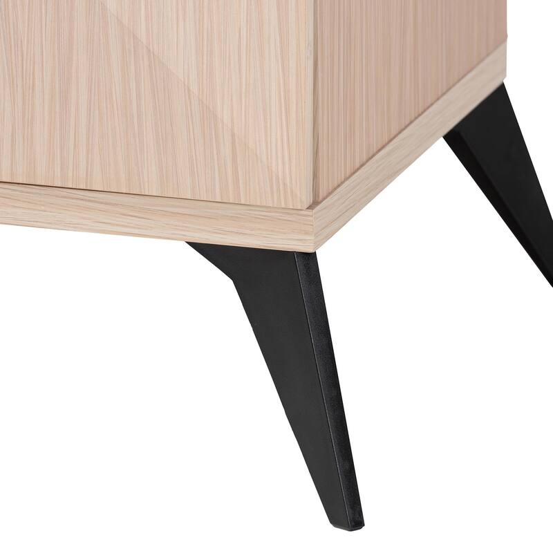 Draper Mid-Century Modern Two-Tone Light Brown and Black Wood 2-Drawer Nightstand