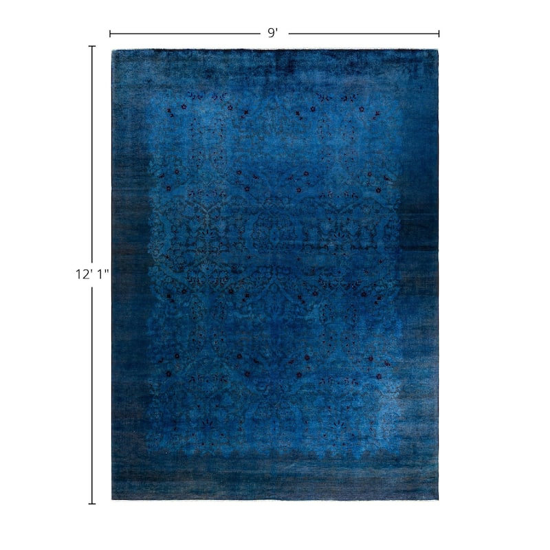 Vibrance One-of-a-Kind Hand-Knotted Area Rug - Blue, 9' 0" x 12' 1" - 9' 0" x 12' 1"