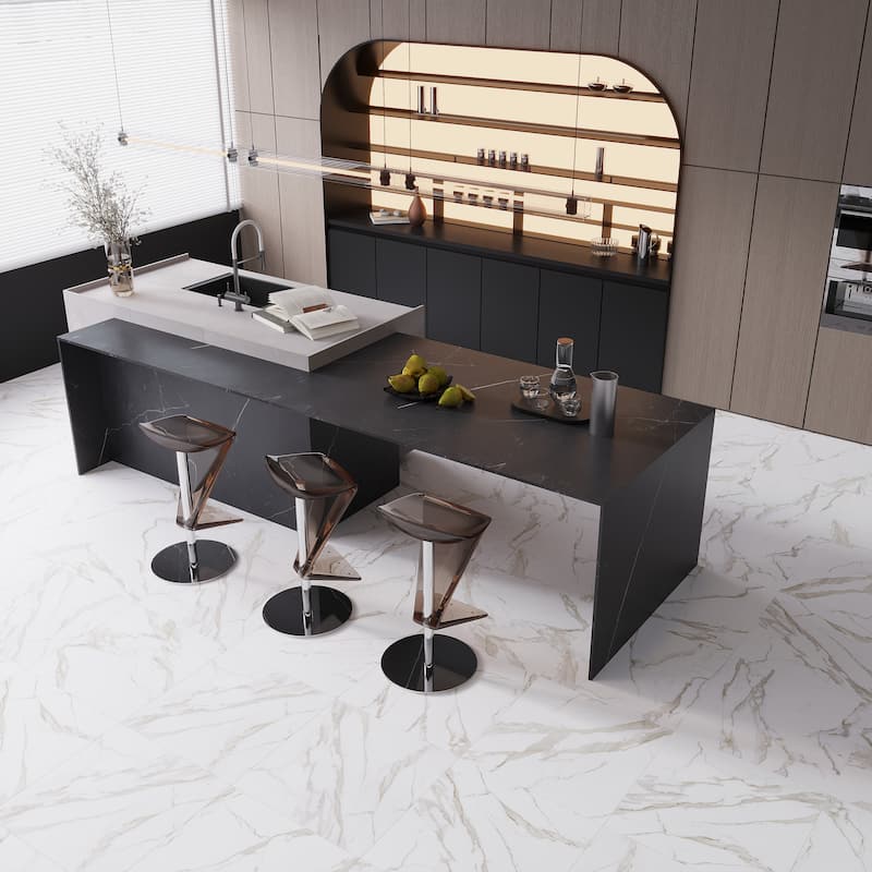 Regalia 24x24 in. Matte Color Body Porcelain Marble-look Vein Large Wall and Floor Tile (15.5 sq ft/case, 4-Pack) - Ivory White