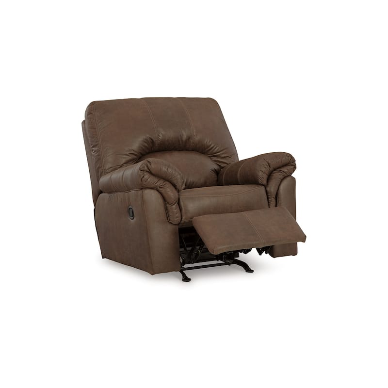 Limu Accent Manual Recliner Chair, Plush Classic Brown Faux Leather
