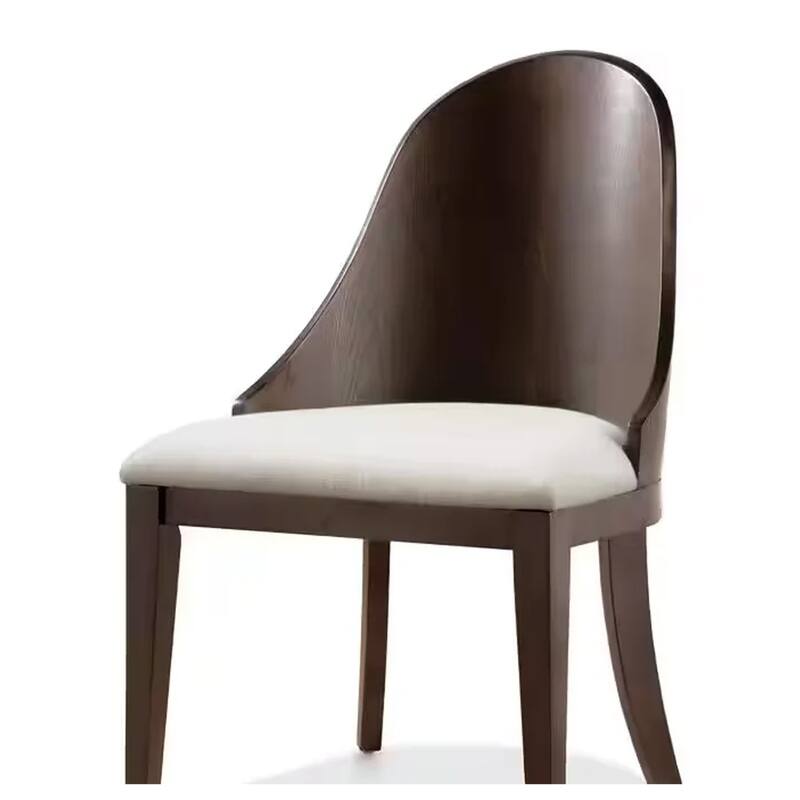 Mordy Side Dining Chair Set of 2, Curve Panel Back, Off White Fabric