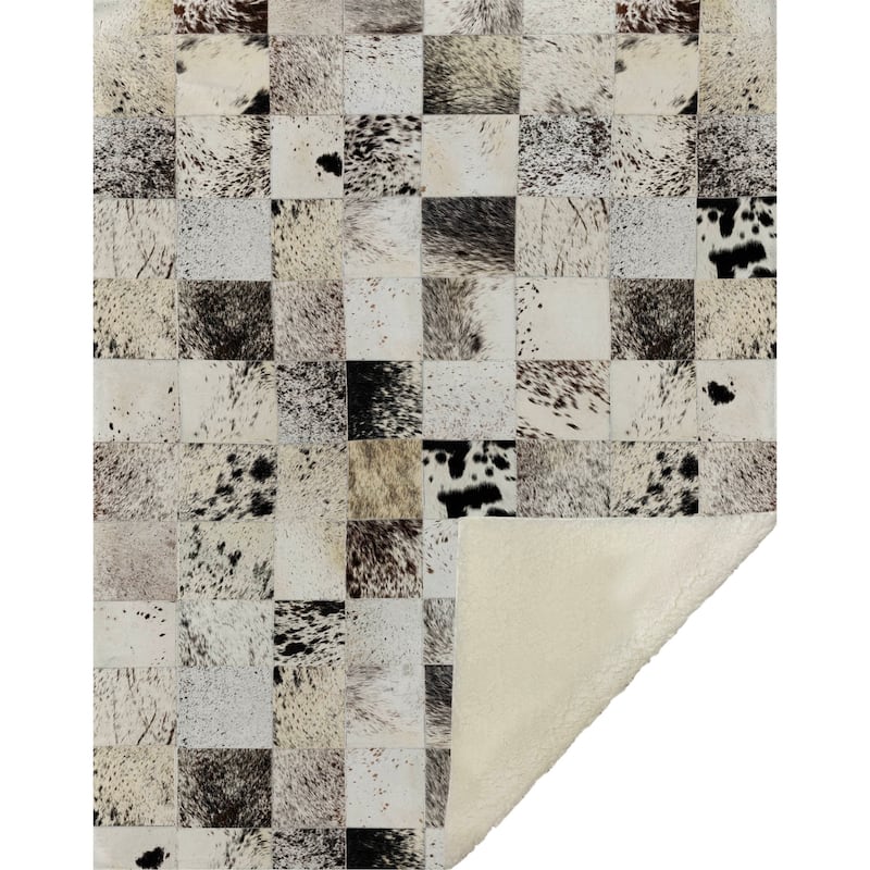 Premium Machine Washable ASB105 Faux Cowhide Sherpa Throw Blanket