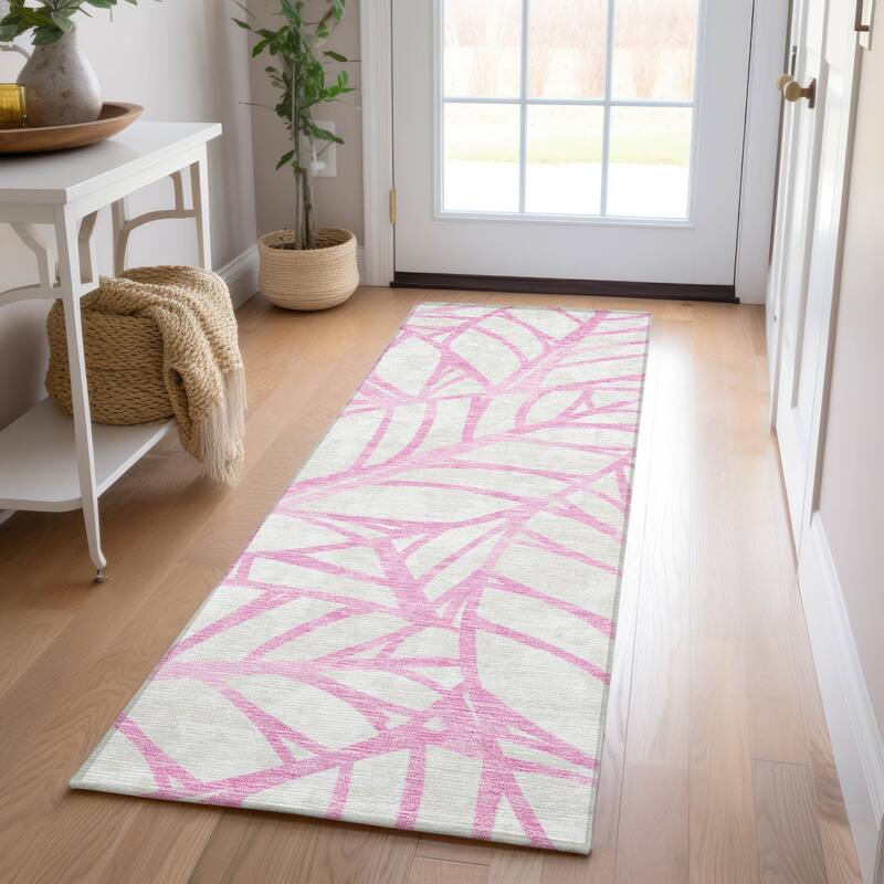 Machine Washable Indoor/ Outdoor Chantille Modern Palms Rug