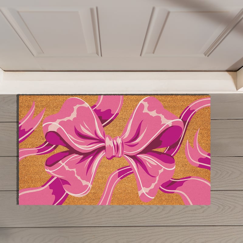 Bunny Blooms Bright Bow Coir Mat 30"x18" - 30" x 18"