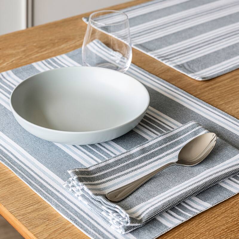 over&back 100% Cotton Woven Placemats - Machine Washable - Set of 4