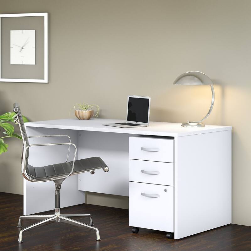Studio C 60W x 30D Office Desk with Drawers by Bush Business Furniture - White