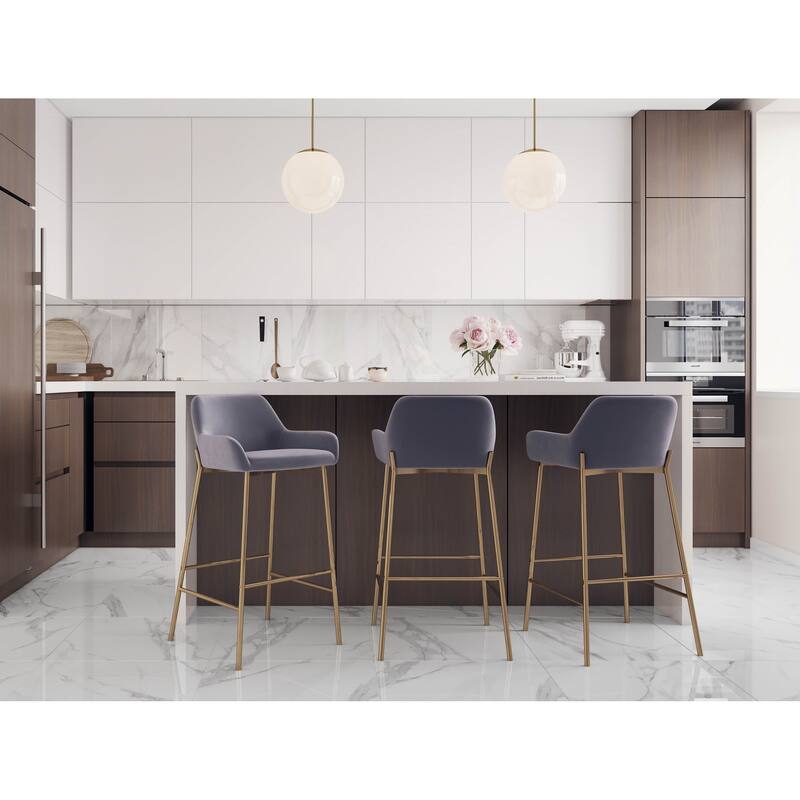 Silver Orchid Galotti Gold Fixed-Height Upholstered Bar Stool - Set of 2