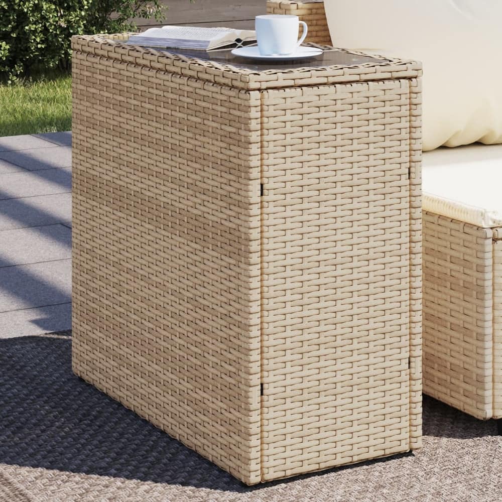 vidaXL Patio Side Table Outdoor Furniture Side Tea Coffee Table Poly Rattan - 10.8 x 22.8 x 21.7 in