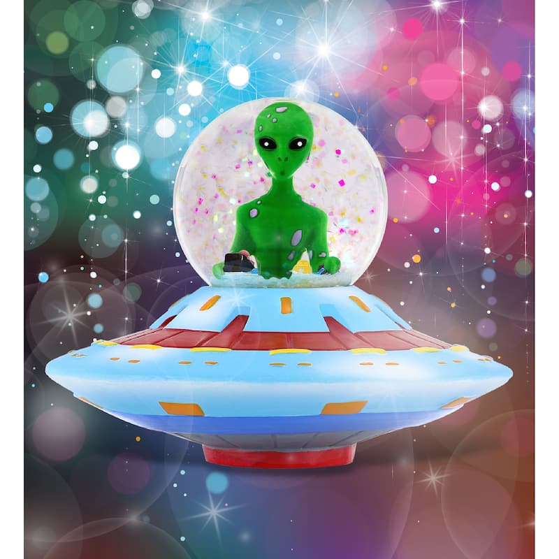 CoTa Global Alien Snow Globe Figurine with Sparkling Glitter - 45mm - 3.9″Lx3.9″Wx3.2″H