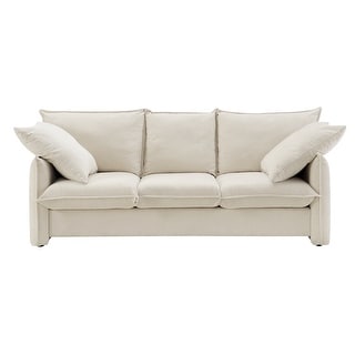 Beige Mid-century 3-Seater Sofa with Removable Cushion - Bed Bath ...