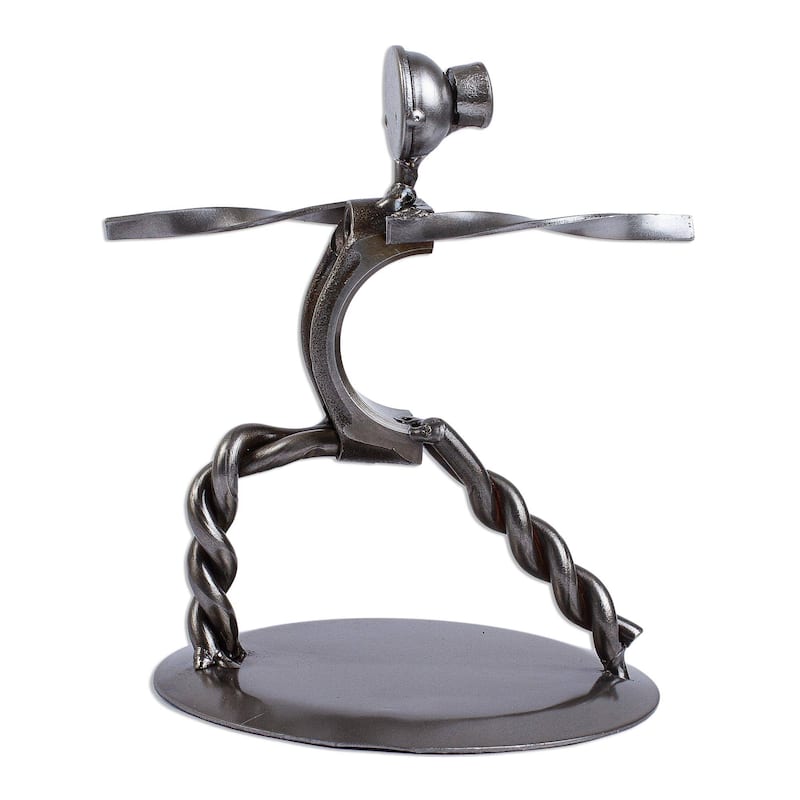 Recycled auto parts sculpture, 'Warrior Pose I'