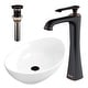 preview thumbnail 1 of 5, Karran VC-301-WH Valera 23" Vitreous China Vessel Bathroom Sink in White with Faucet and drain in Oil Rubbed Bronze
