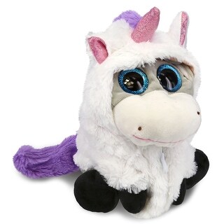 DolliBu Sparkle Eyes Donkey Unicorn Plush Stuffed Animal with Outfit - 8 inches