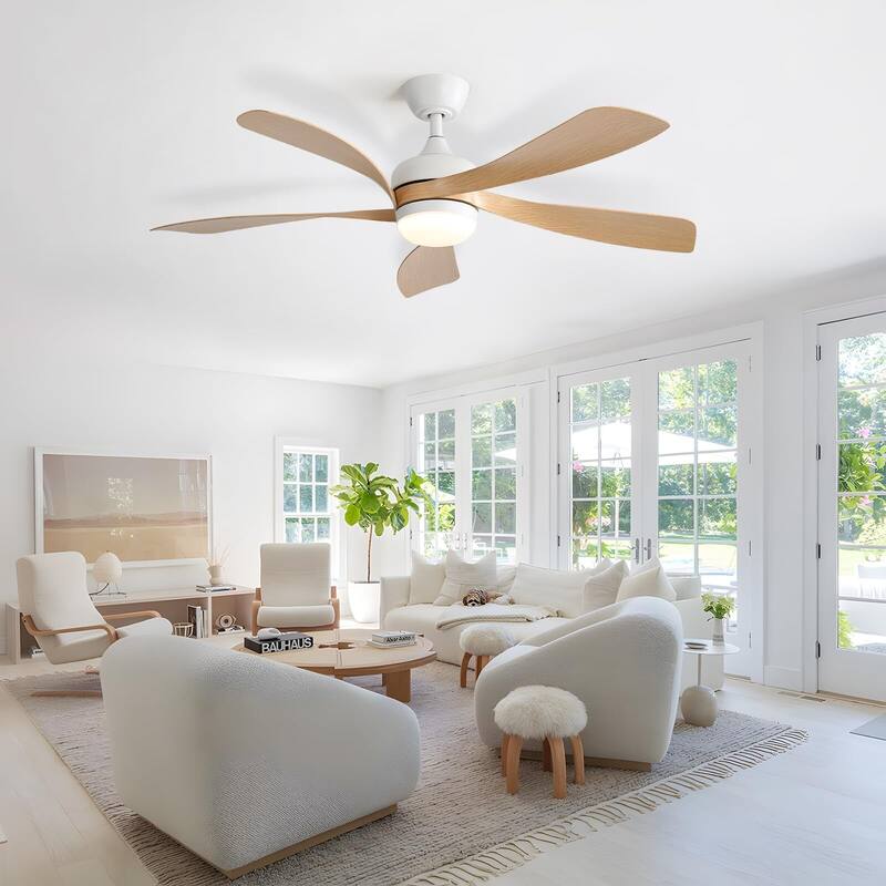 52 Inch Ceiling Fan with Remote & Lights Quiet DC Motor 5 Blade High CFM Modern Fan