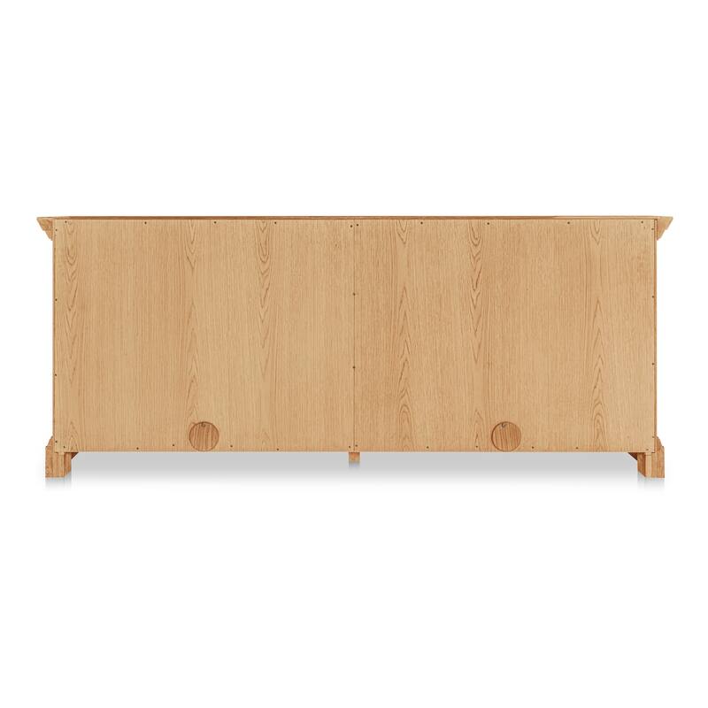 Title: NADAAL STUDIOS Virelle Sideboard, Traditional Glass-Front Storage with Oak Frame & Drawers, Natural
