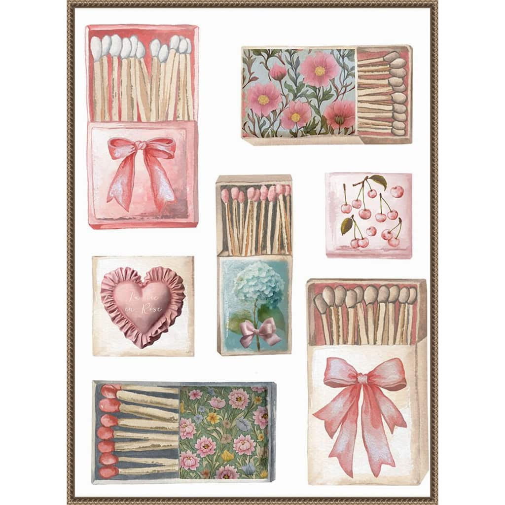 Vintage Matchbooks by Elizabeth Medley Framed Canvas Wall Art Print