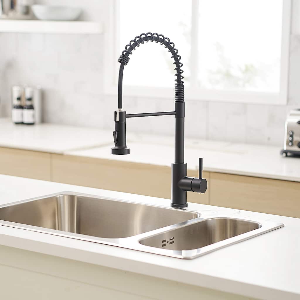 Single Handle Pull Down Kitchen Faucet with Double-Function