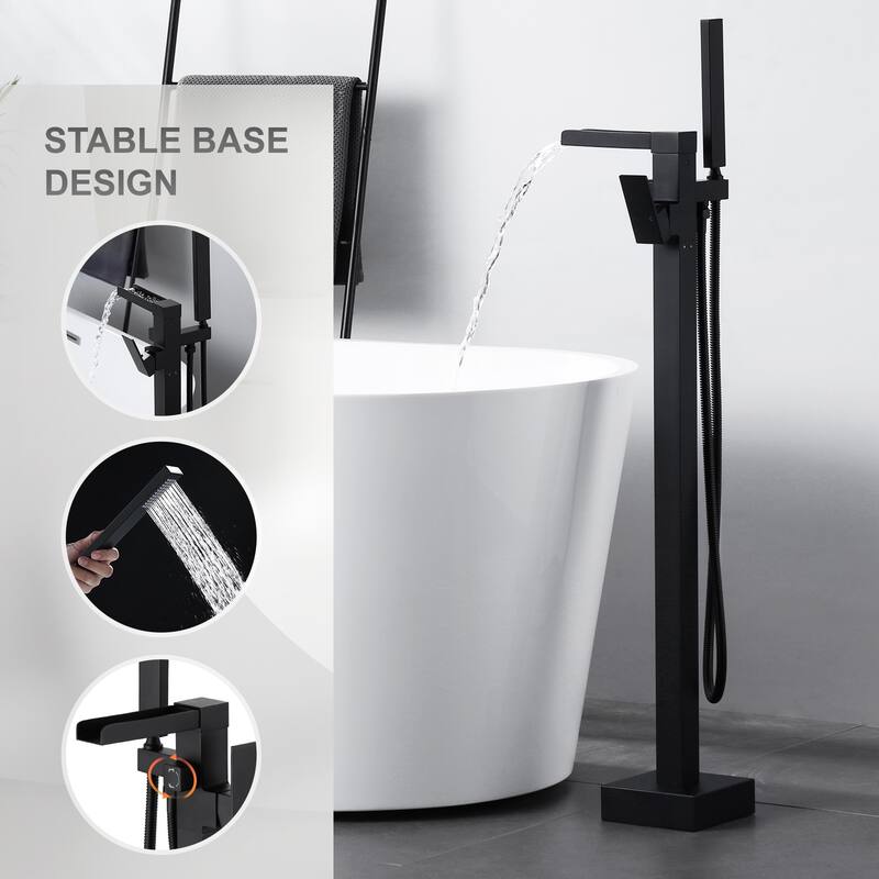 WOWOW Single Handle Freestanding Bathtub Faucet with Handheld Shower