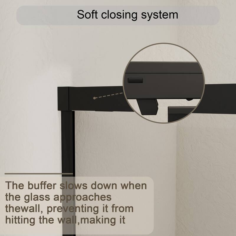 GDFStudio - Santiago Semi-Frameless Double Sliding Shower Door with Tempered Glass and Smooth Glide System