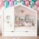 preview thumbnail 17 of 30, Modern Twin Size Wooden House Bed With Trundle With Storage Shlef For Kids