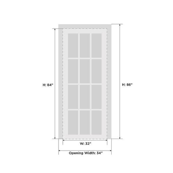 dimension image slide 11 of 22, Interior Solid French Door / Mela 0755 Painted White / Single Regular Panel Frame Handle / Bathroom Bedroom Modern Doors