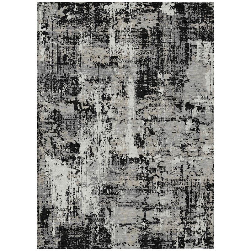 Machine Washable Indoor/ Outdoor Abstract Chantille Rug
