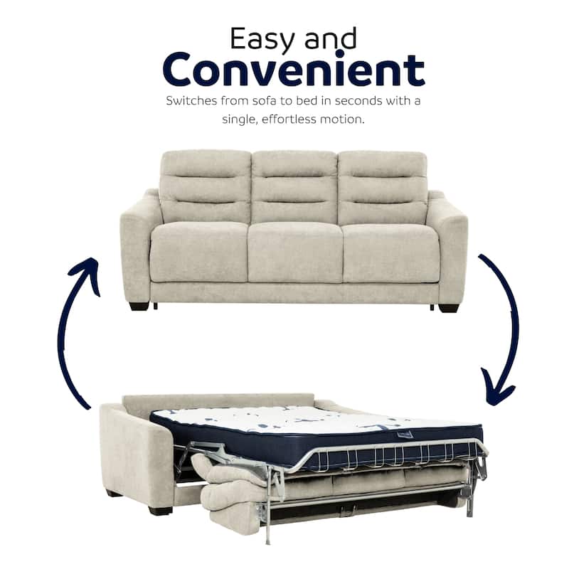 Stearns & Foster® Luca 83 in. Queen Pull Out Sofa Bed with 8 in. Hybrid Mattress