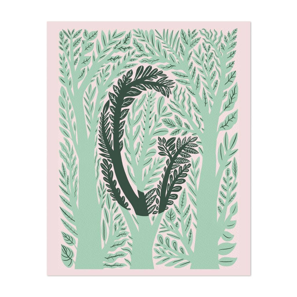 Botanical Letter G Monogram Typography Alphabet Art Print/Poster