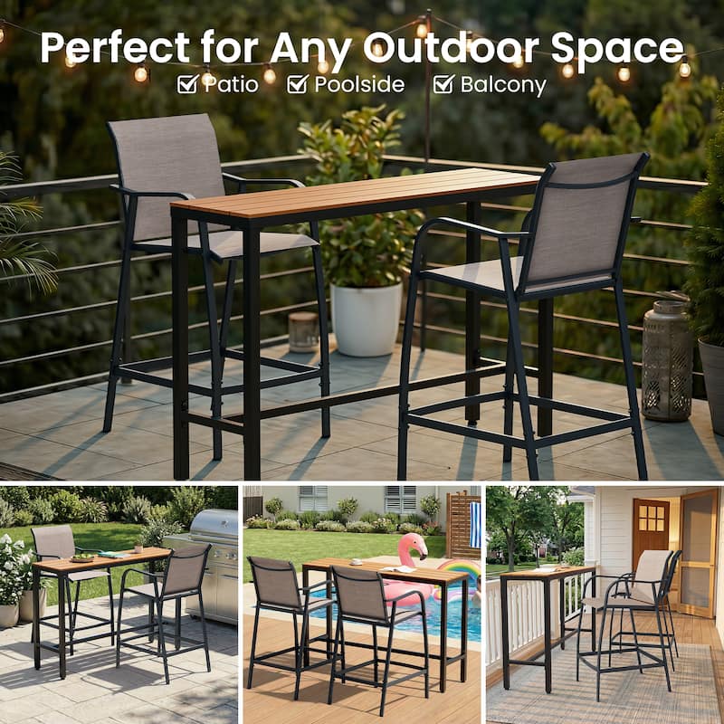 Lightweight Bar Height Barstools Outdoor Bar Stools Patio Bar Chairs - 21.3" W x 22.5" D x 44" H