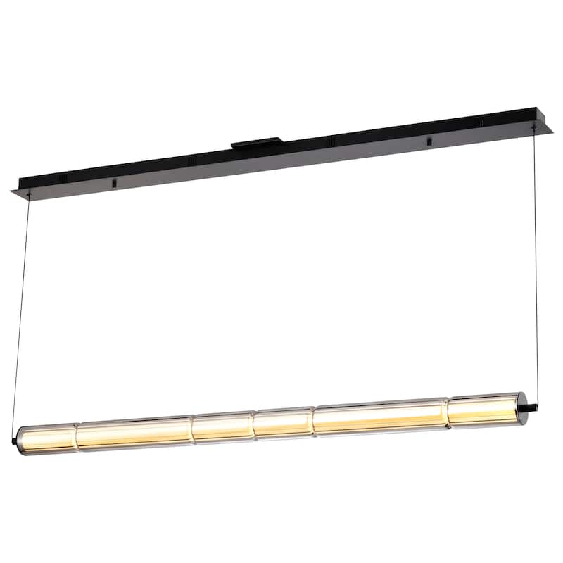 Evander LED 48 Inch Island Pendant Matte Black Finish Smoked Glass - Matte Black